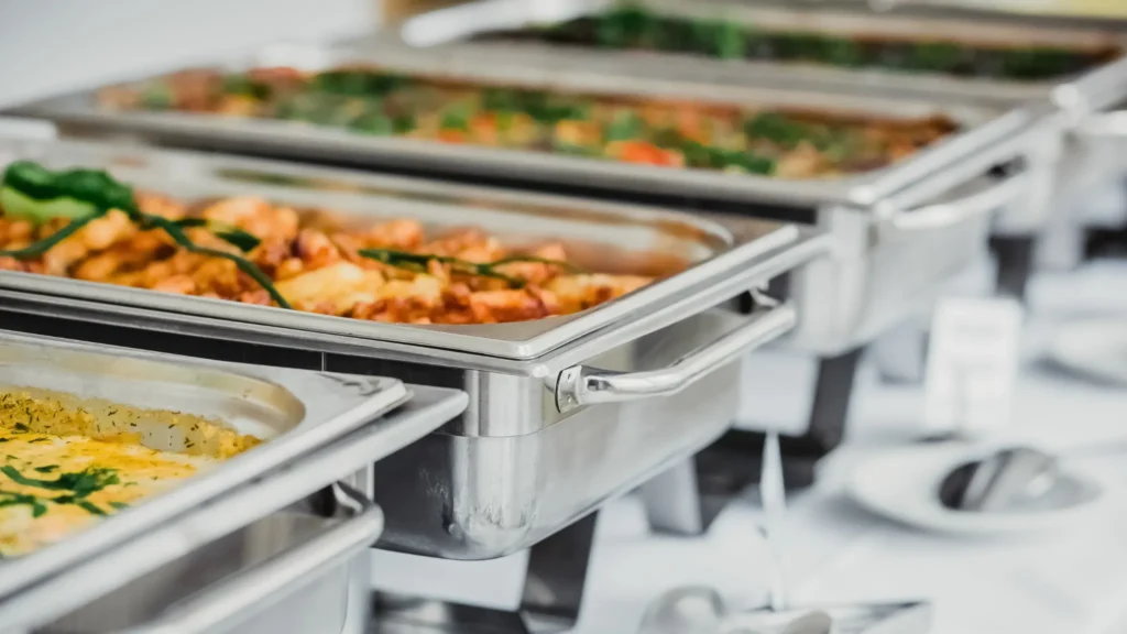 Catering Trays Filled with Assorted Dishes